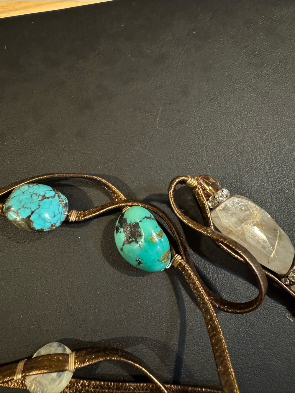 Leather Wrap Bracelet With Turquoise and Crystals - Unbranded - Picture 3 of 3